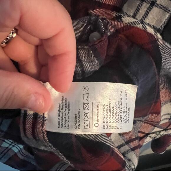 H&M LOGG Regular Fit Plaid Button Down Shirt Size 4 Shacket - Picture 5 of 6